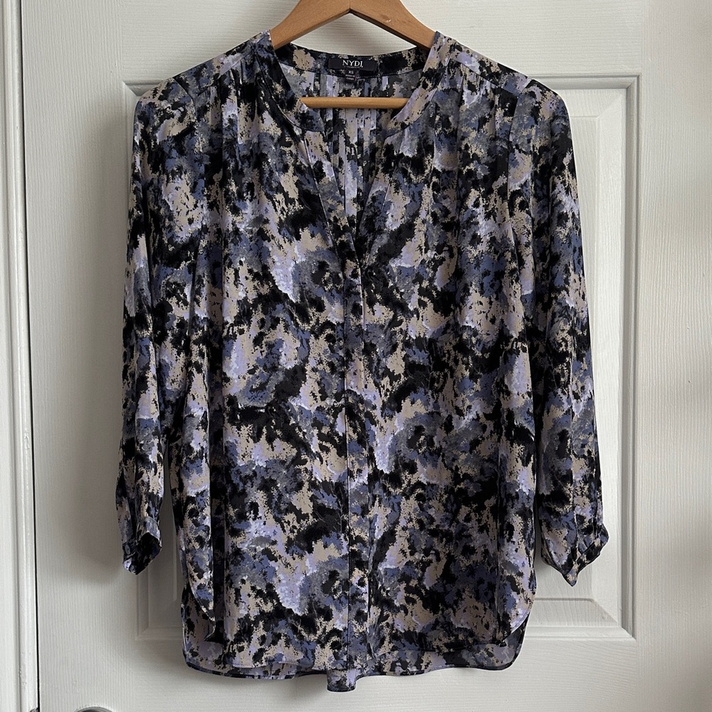 NYDJ Women's Artistic Print Blouse - Black and Purple